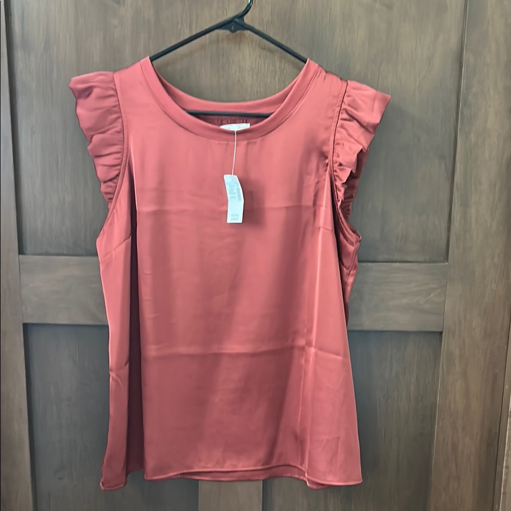 Maurices Rust Sleeveless Ruffled Blouse